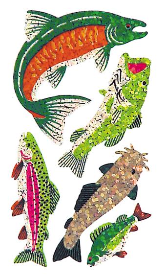 Load image into Gallery viewer, Bulk Roll Prismatic Stickers, Salmon / Trout / Bass / Catfish (50 Repeats) by Present Paper
