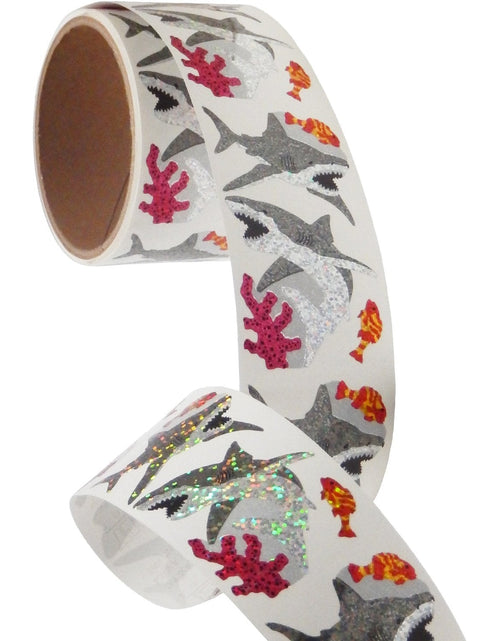 Load image into Gallery viewer, Bulk Roll Prismatic Stickers, Great White Shark (50 Repeats) by Present Paper
