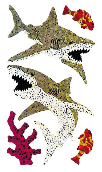 Load image into Gallery viewer, Bulk Roll Prismatic Stickers, Great White Shark (50 Repeats) by Present Paper
