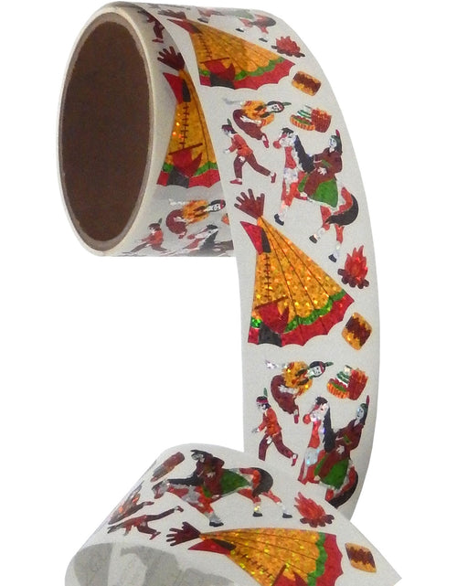 Load image into Gallery viewer, Bulk Roll Prismatic Stickers, American Indian Family (50 Repeats) by Present Paper

