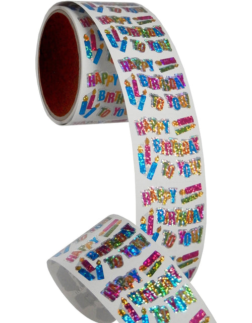 Load image into Gallery viewer, Bulk Roll Prismatic Stickers, Happy Birthday / Candles (100 Repeats) by Present Paper
