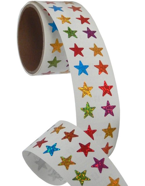 Load image into Gallery viewer, Bulk Roll Prismatic Stickers, Mini Stars / Multicolor (50 Repeats) by Present Paper
