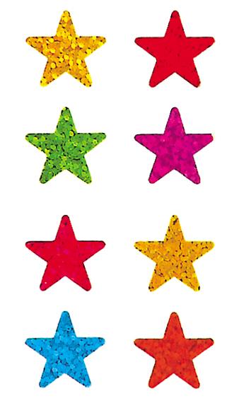 Load image into Gallery viewer, Bulk Roll Prismatic Stickers, Mini Stars / Multicolor (50 Repeats) by Present Paper
