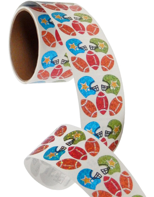 Load image into Gallery viewer, Bulk Roll Prismatic Stickers, Mini Football (100 Repeats) by Present Paper
