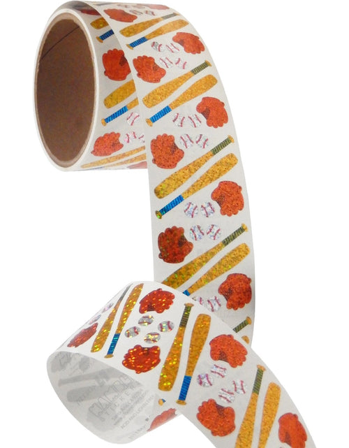 Load image into Gallery viewer, Bulk Roll Prismatic Stickers, Mini Baseball (100 Repeats) by Present Paper
