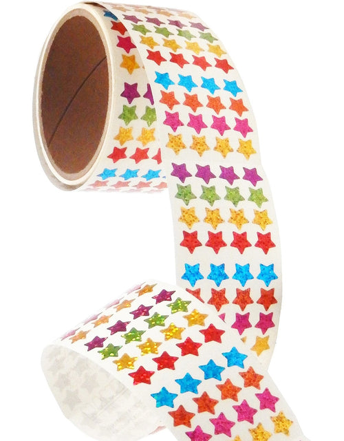 Load image into Gallery viewer, Bulk Roll Prismatic Stickers, Micro Stars / Multicolor (50 Repeats) by Present Paper
