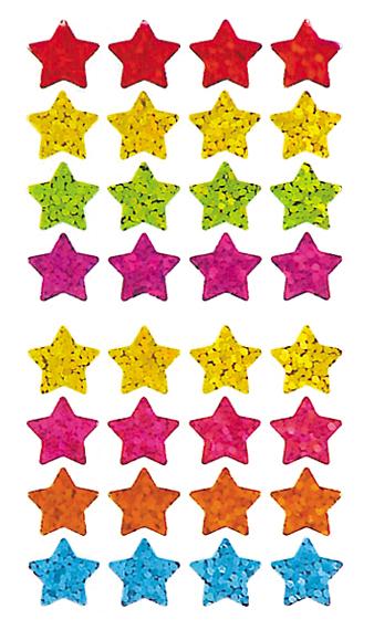 Load image into Gallery viewer, Bulk Roll Prismatic Stickers, Micro Stars / Multicolor (50 Repeats) by Present Paper
