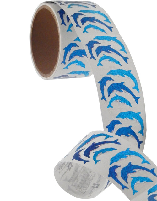 Load image into Gallery viewer, Bulk Roll Prismatic Stickers, Mini Dolphins (100 Repeats) by Present Paper
