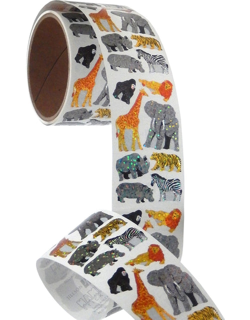 Load image into Gallery viewer, Bulk Roll Prismatic Stickers, Safari Animals (50 Repeats) by Present Paper
