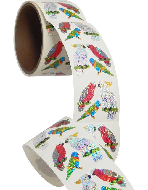 Load image into Gallery viewer, Bulk Roll Prismatic Stickers, Exotic Birds (100 Repeats) by Present Paper
