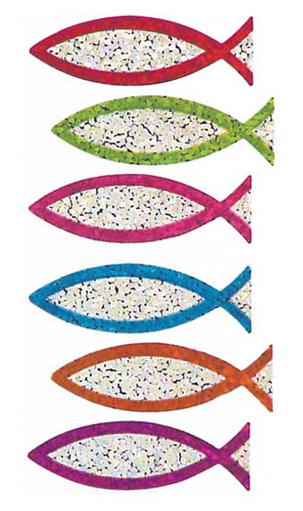 Load image into Gallery viewer, Bulk Roll Prismatic Stickers, Christian Fish Symbol (50 Repeats) by Present Paper
