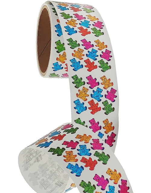 Load image into Gallery viewer, Bulk Roll Prismatic Stickers, Micro Teddy Bears (100 Repeats) by Present Paper
