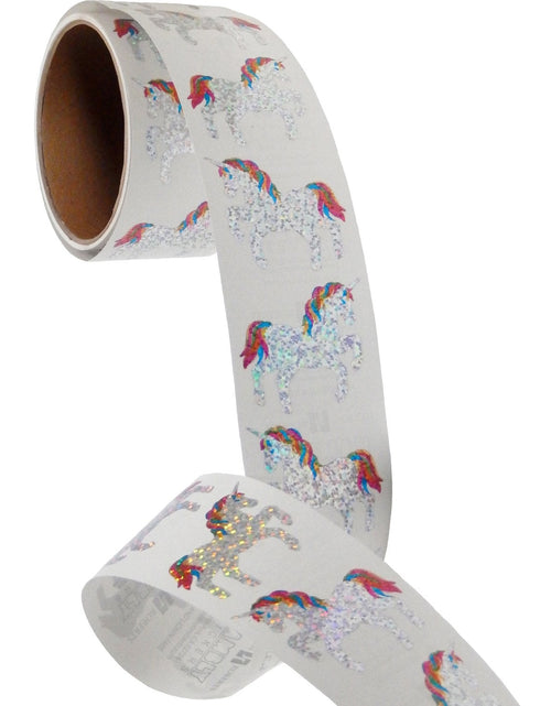 Load image into Gallery viewer, Bulk Roll Prismatic Stickers, Unicorn / Rainbow Mane and Tail (100 Repeats) by Present Paper
