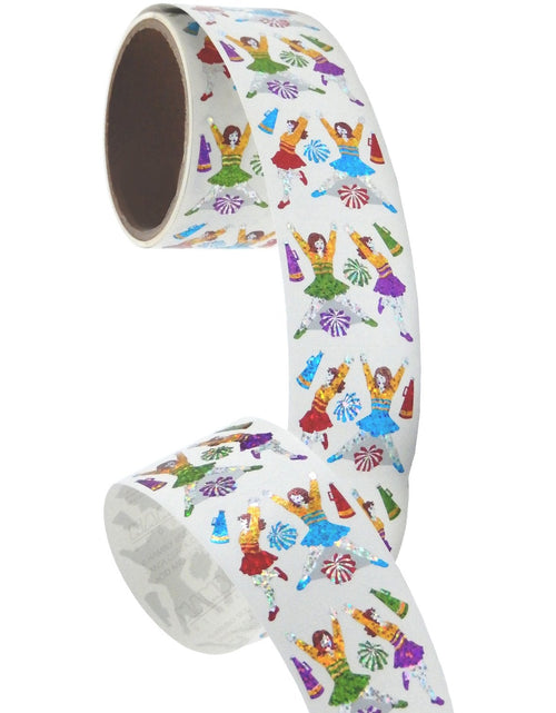 Load image into Gallery viewer, Bulk Roll Prismatic Stickers, Mini Cheerleaders (50 Repeats) by Present Paper
