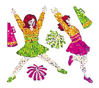 Load image into Gallery viewer, Bulk Roll Prismatic Stickers, Mini Cheerleaders (50 Repeats) by Present Paper
