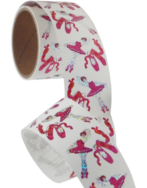 Load image into Gallery viewer, Bulk Roll Prismatic Stickers, Ballerina / Ballet Slippers (100 Repeats) by Present Paper
