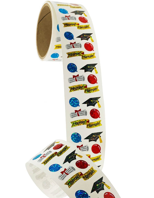 Load image into Gallery viewer, Bulk Roll Prismatic Stickers, Mini Graduation (100 Repeats) by Present Paper
