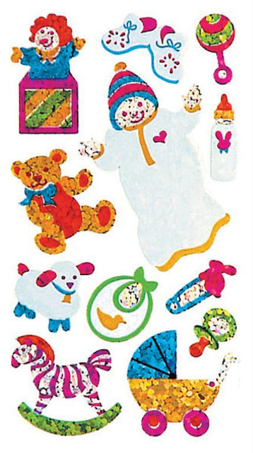 Load image into Gallery viewer, Bulk Roll Prismatic Stickers, New Baby (50 Repeats) by Present Paper
