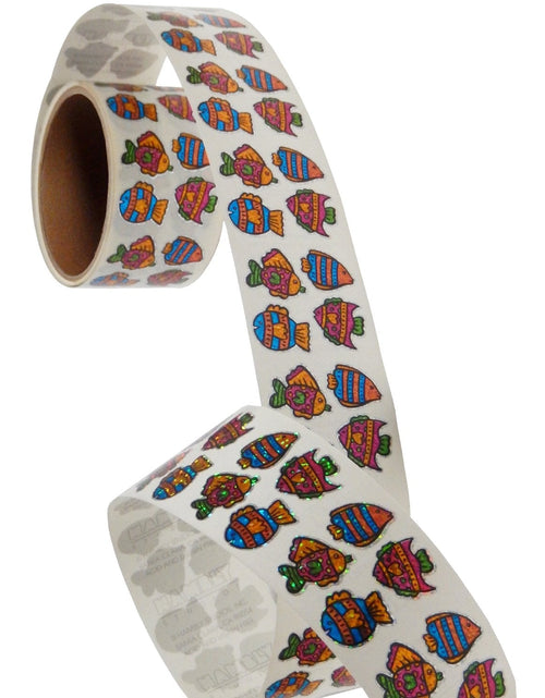 Load image into Gallery viewer, Bulk Roll Prismatic Stickers, Four Mini Tropical Fish (100 Repeats) by Present Paper
