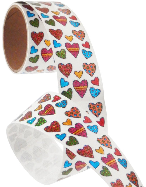 Load image into Gallery viewer, Bulk Roll Prismatic Stickers, Mini Pattern Hearts (100 Repeats) by Present Paper
