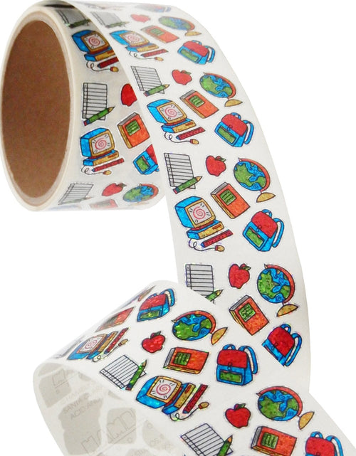 Load image into Gallery viewer, Bulk Roll Prismatic Stickers, Mini School / Computer (100 Repeats) by Present Paper
