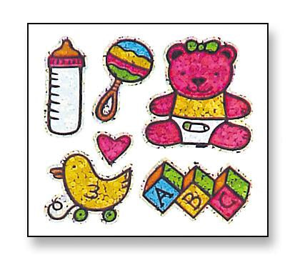 Load image into Gallery viewer, Bulk Roll Prismatic Stickers, Baby Girl / Teddy (100 Repeats) by Present Paper
