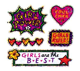 Load image into Gallery viewer, Bulk Roll Prismatic Stickers, Mini Girl Power (100 Repeats) by Present Paper
