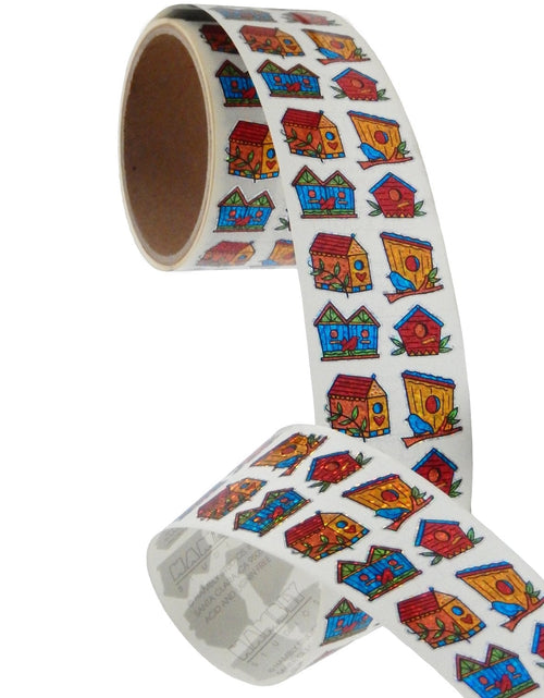 Load image into Gallery viewer, Bulk Roll Prismatic Stickers, Mini Birdhouses (100 Repeats) by Present Paper
