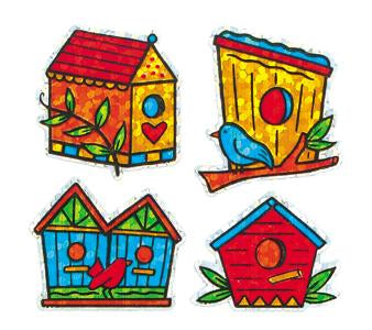 Load image into Gallery viewer, Bulk Roll Prismatic Stickers, Mini Birdhouses (100 Repeats) by Present Paper
