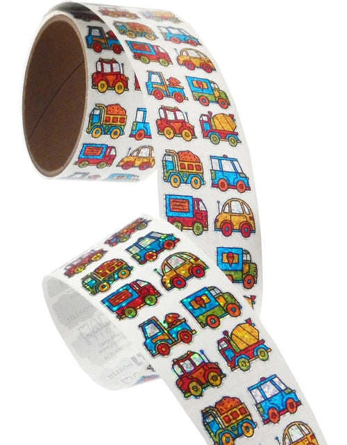 Load image into Gallery viewer, Bulk Roll Prismatic Stickers, Mini Cars / Trucks (50 Repeats) by Present Paper
