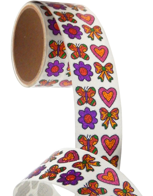 Load image into Gallery viewer, Bulk Roll Prismatic Stickers, Mini Fun Shapes for Girls (100 Repeats) by Present Paper
