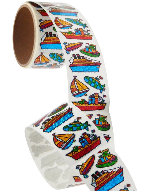 Load image into Gallery viewer, Bulk Roll Prismatic Stickers, Boats / Ships (50 Repeats) by Present Paper
