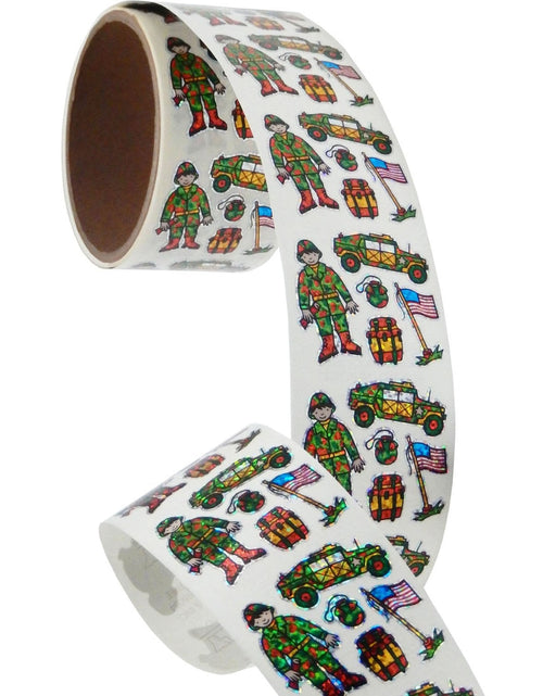 Load image into Gallery viewer, Bulk Roll Prismatic Stickers, Mini Military Soldier (100 Repeats) by Present Paper
