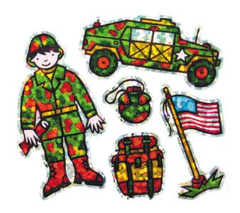 Load image into Gallery viewer, Bulk Roll Prismatic Stickers, Mini Military Soldier (100 Repeats) by Present Paper
