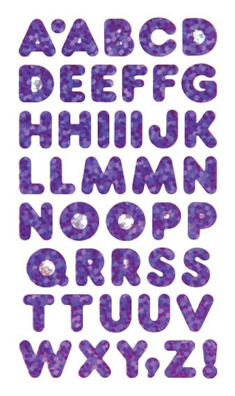 Load image into Gallery viewer, Bulk Roll Prismatic Stickers, Purple Alphabets (50 Repeats) by Present Paper
