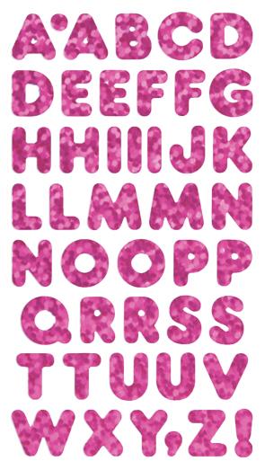 Load image into Gallery viewer, Bulk Roll Prismatic Stickers, Pink Alphabets (50 Repeats) by Present Paper
