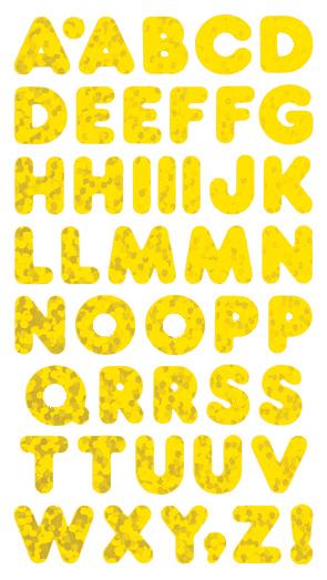 Load image into Gallery viewer, Bulk Roll Prismatic Stickers, Gold Alphabets (50 Repeats) by Present Paper
