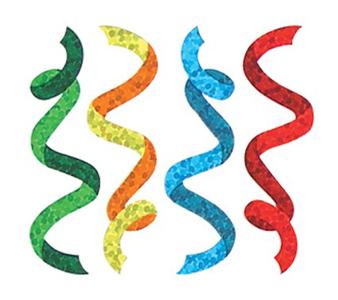 Load image into Gallery viewer, Bulk Roll Prismatic Stickers, Mini Multicolor Streamers (100 Repeats) by Present Paper

