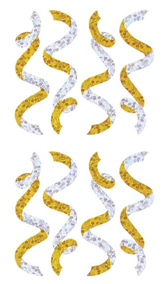 Load image into Gallery viewer, Bulk Roll Prismatic Stickers, Mini Gold &amp; Silver Streamers (100 Repeats) by Present Paper
