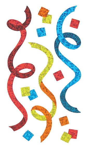 Load image into Gallery viewer, Bulk Roll Prismatic Stickers, Streamers / Confetti / Multicolor (50 Repeats) by Present Paper

