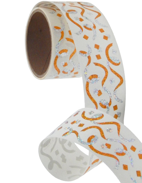 Load image into Gallery viewer, Bulk Roll Prismatic Stickers, Streamers, Confetti / Gold, Silver (50 Repeats) by Present Paper
