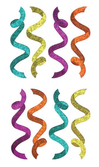 Load image into Gallery viewer, Bulk Roll Prismatic Stickers, Mini Teal &amp; Purple Streamers (100 Repeats) by Present Paper
