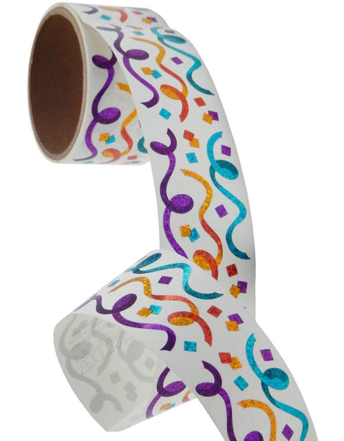 Load image into Gallery viewer, Bulk Roll Prismatic Stickers, Streamers, Confetti / Teal, Purple (50 Repeats) by Present Paper
