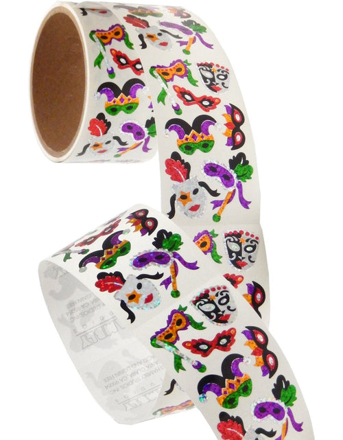 Load image into Gallery viewer, Bulk Roll Prismatic Stickers, Masquerade Masks / Multicolor (50 Repeats) by Present Paper
