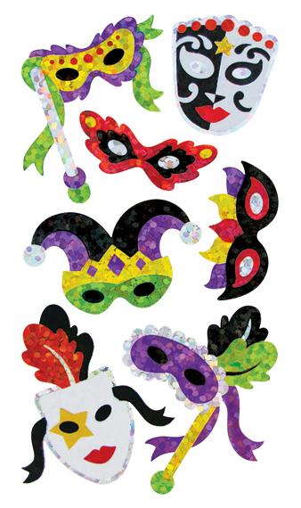 Load image into Gallery viewer, Bulk Roll Prismatic Stickers, Masquerade Masks / Multicolor (50 Repeats) by Present Paper
