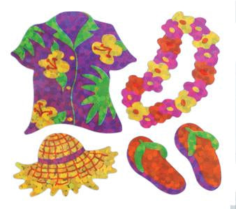 Load image into Gallery viewer, Bulk Roll Prismatic Stickers, Mini Hawaii Shirt / Lei (100 Repeats) by Present Paper
