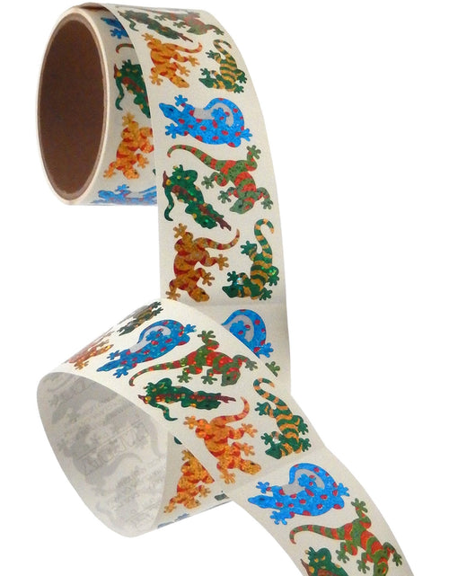 Load image into Gallery viewer, Bulk Roll Prismatic Stickers, Geckos (50 Repeats) by Present Paper
