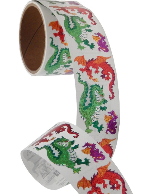 Load image into Gallery viewer, Bulk Roll Prismatic Stickers, Dragons (50 Repeats) by Present Paper

