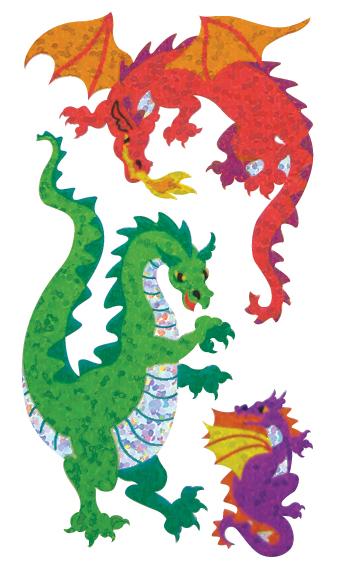 Load image into Gallery viewer, Bulk Roll Prismatic Stickers, Dragons (50 Repeats) by Present Paper
