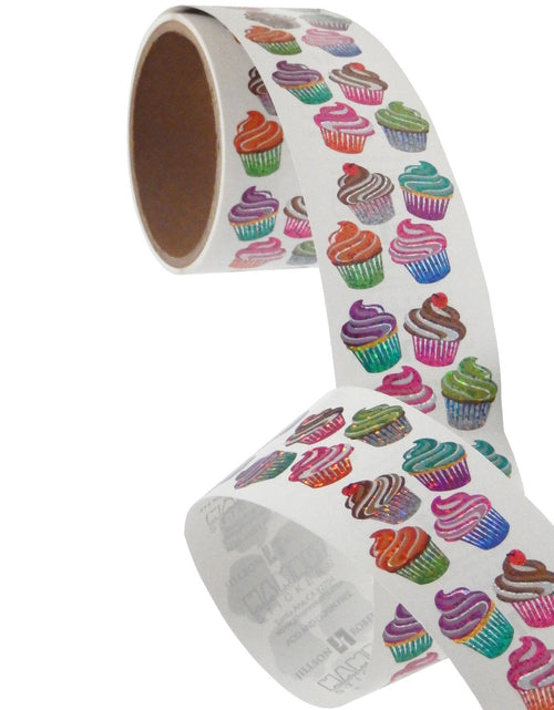 Load image into Gallery viewer, Bulk Roll Prismatic Stickers, Mini Cupcakes (50 Repeats) by Present Paper
